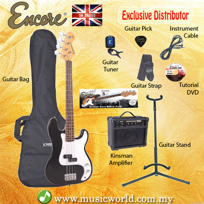 ENCORE EBP-E4BLK Bass Guitar Package Starter Pack Electric Bass Guitar Bundle