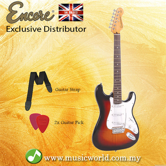 Encore E6SB Electric Guitar 3 Tone Sunburst Solid Body Electric Guitar