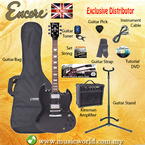 ENCORE EBP-E69BLK Black Electric Guitar Package Starter Pack Electric Guitar Bundle