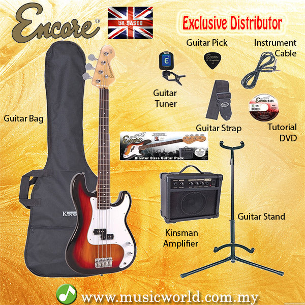 ENCORE EBP-E4SB Sunburst Bass Guitar Package Starter Pack Electric Bass Guitar Bundle