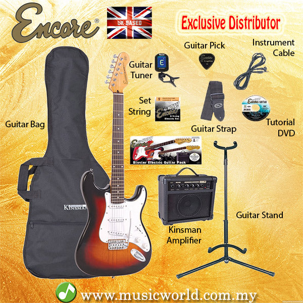 ENCORE EBP-E6SB Sunburst Electric Guitar Package Starter Pack Electric Guitar Bundle