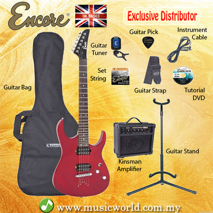 ENCORE EBP-E89TRD THRU RED Electric Guitar Package Starter Pack Electric Guitar Bundle