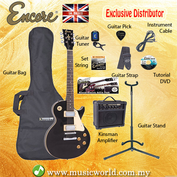 ENCORE EBP-E99BLK Black Electric Guitar Package Starter Pack Electric Guitar Bundle