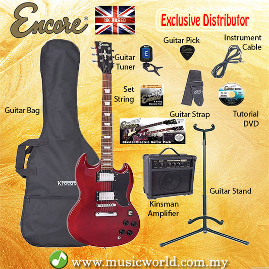 ENCORE EBP-E69BLK Cherry Red Electric Guitar Package Starter Pack Electric Guitar Bundle