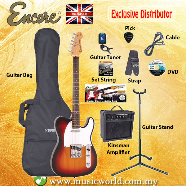 ENCORE E2SB Electric Guitar Pack Bundle Starter - Sunburst