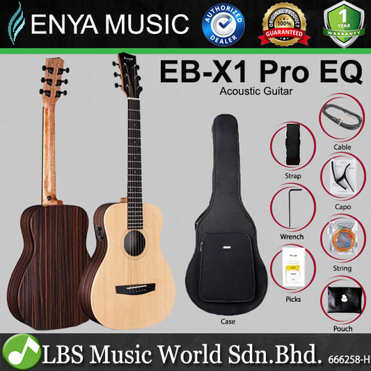 Enya EB-X1 Pro EQ 34 Inch Solid Spruce Top Acoustic Electric Guitar with Bag - Natural (EB X1)