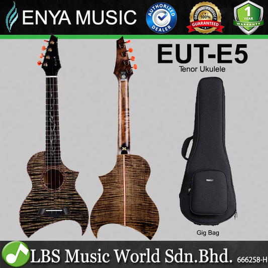 Enya EUT-E5 26 Inch Solid Flame Maple Tenor Ukulele with Bag (EUT E5)