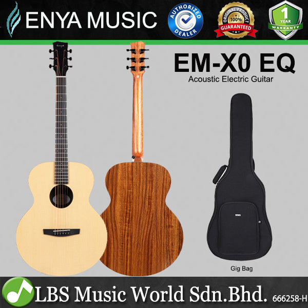 Enya EM-X0 EQ 36 Inch Parlour European Spruce Top Acoustic Electric Guitar with Gig Bag (EM X0)