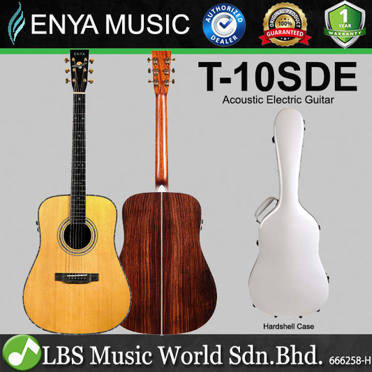 Enya T-10SD 41 Inch Dreadnought Solid Sitka Spruce Top Acoustic Guitar with Hardshell Case (T 10SD 10SDE)