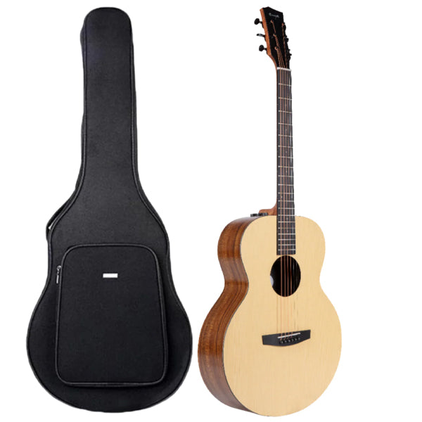 Enya EM-X0 EQ 36 Inch Parlour European Spruce Top Acoustic Electric Guitar with Gig Bag (EM X0)