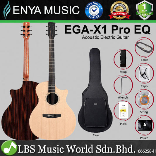 Enya EGA-X1 Pro EQ 41 Inch Grand Auditorium Cutaway Solid Spruce Top Acoustic Guitar with Gig Bag (EGA X1)