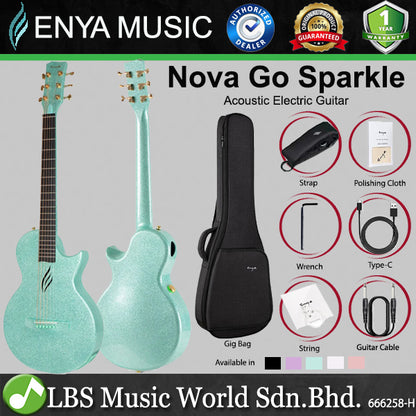 Enya Nova Go Blink SP1 Sparkle 35 Inch Carbon Fiber Acoustic Electric Guitar with Gig Bag
