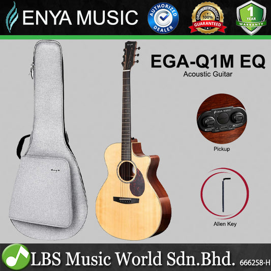Enya EGA-Q1M 41 Inch Grand Auditorium Solid Sitka Spruce Top Acoustic Electric Guitar with Soft Bag (EGA Q1M)