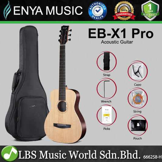 Enya EB-X1 Pro 34 Inch Solid Spruce Top Acoustic Guitar with Bag - Natural (EB X1)