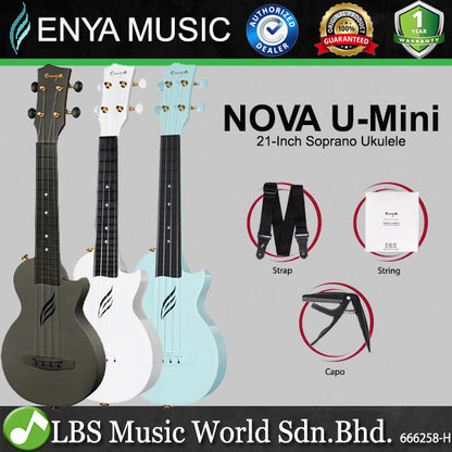 Enya Nova U Mini 21 Inch Carbon Fiber Soprano Ukulele with Case