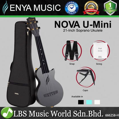Enya Nova U Mini 21 Inch Carbon Fiber Soprano Ukulele with Case