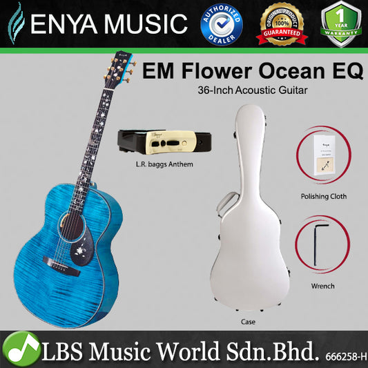 ENYA EM-Flower Ocean 36 Inch Solid Sitka Spruce Acoustic Guitar with Fibre Glass Hardcase - 9th Limited Edition