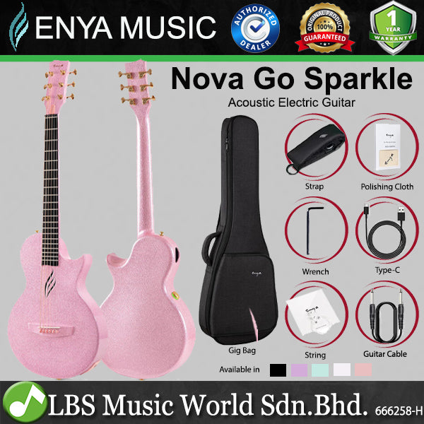 Enya Nova Go Blink SP1 Sparkle 35 Inch Carbon Fiber Acoustic Electric Guitar with Gig Bag