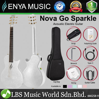 Enya Nova Go Blink SP1 Sparkle 35 Inch Carbon Fiber Acoustic Electric Guitar with Gig Bag