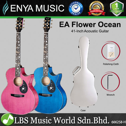 ENYA EA-Flower Ocean 41 Inch Solid Sitka Spruce Acoustic Guitar with Fibre Glass Hardcase