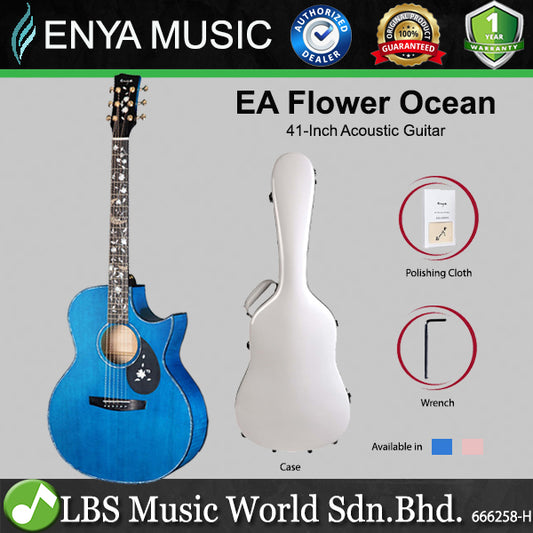 ENYA EA-Flower Ocean 41 Inch Solid Sitka Spruce Acoustic Guitar with Fibre Glass Hardcase