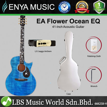 ENYA EA-Flower Ocean 41 Inch Solid Sitka Spruce Acoustic Guitar with Fibre Glass Hardcase - 9th Limited Edition