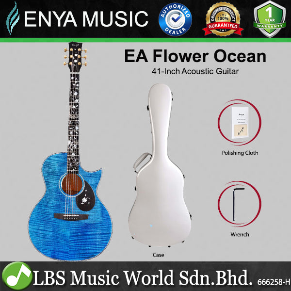 ENYA EA-Flower Ocean 41 Inch Solid Sitka Spruce Acoustic Guitar with Fibre Glass Hardcase - 9th Limited Edition