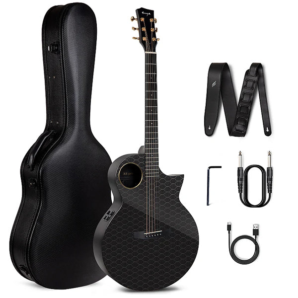 Enya X4 Pro 41 Inch Carbon Fiber Acoustic Electric Guitar with Built in Tuner