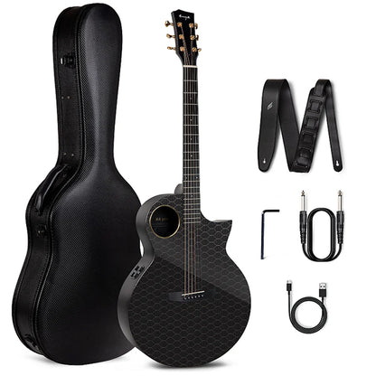 Enya X4 Pro 41 Inch Carbon Fiber Acoustic Electric Guitar with Built in Tuner