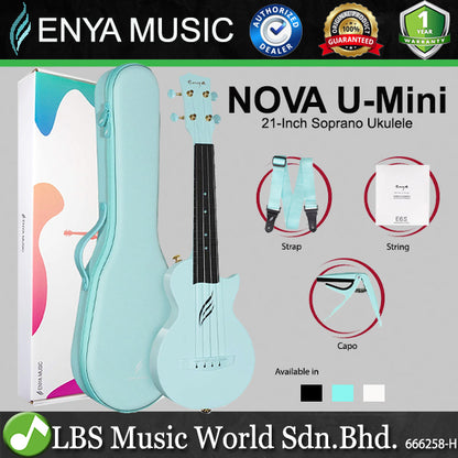 Enya Nova U Mini 21 Inch Carbon Fiber Soprano Ukulele with Case