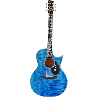 ENYA EA-Flower Ocean 41 Inch Solid Sitka Spruce Acoustic Guitar with Fibre Glass Hardcase - 9th Limited Edition