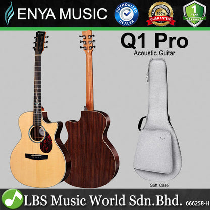 Enya EGA-Q1 Pro 41 Inch Solid Sitka Spruce Top Rosewood Back and Side Acoustic Electric Guitar (EGA Q1)