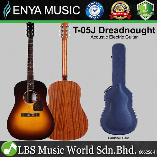 Enya T-05J 41 Inch Dreadnought Solid Sitka Spruce Top Acoustic Electric Guitar with Hardcase (T05J)