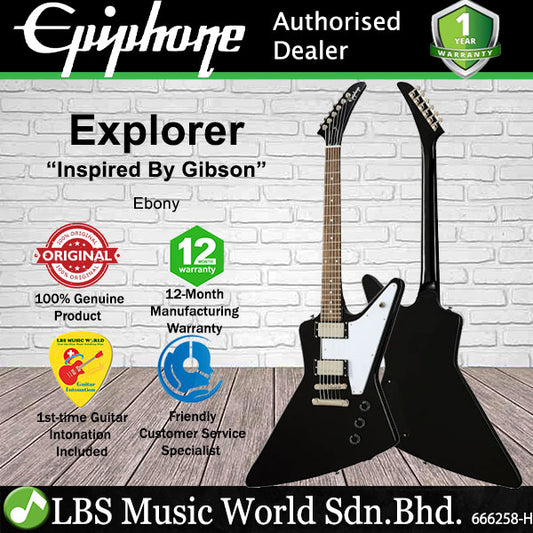 Epiphone EIXPEBNH1 Explorer "Inspired by Gibson" Electric Guitar - Ebony (EIXPEBNH1)