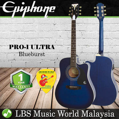Epiphone PRO-1 ULTRA Solid Top Acoustic Electric Guitar Cutaway Blueburst (PRO 1 ULTRA)