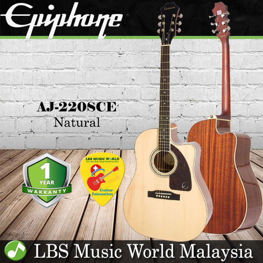 Epiphone AJ-220SCE Solid Top Acoustic Electric Guitar With Built in Pickup Natural (AJ220S AJ200SCE)