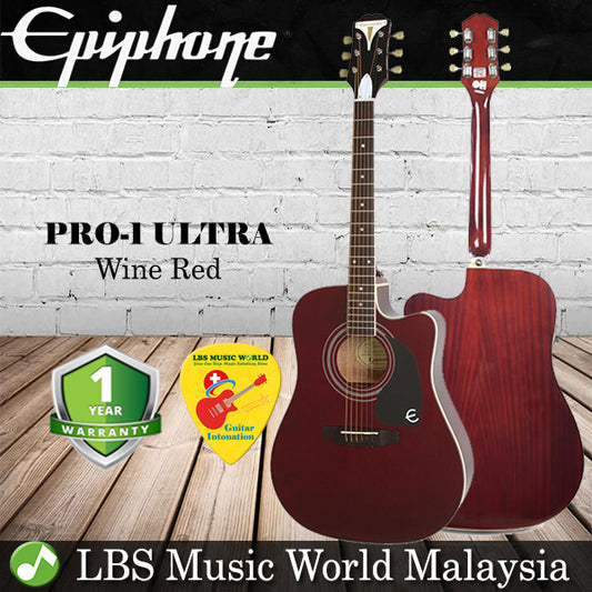 Epiphone PRO-1 ULTRA Solid Top Acoustic Electric Guitar Cutaway Wine Red (PRO 1 ULTRA)