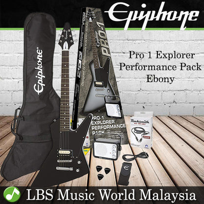 Epiphone Pro-1 Explorer Performance Pack Electric Guitar with Amp Package Pro 1 (Ebony Black)