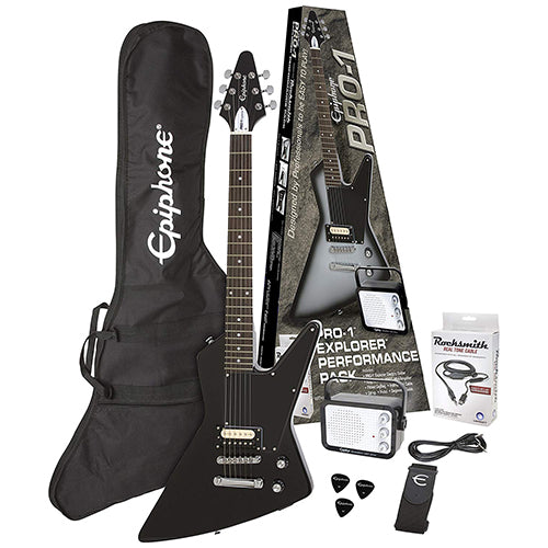 Epiphone Pro-1 Explorer Performance Pack Electric Guitar with Amp Package Pro 1 (Ebony Black)