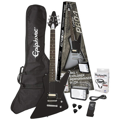 Epiphone Pro-1 Explorer Performance Pack Electric Guitar with Amp Package Pro 1 (Ebony Black)