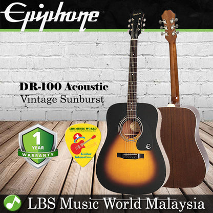 Epiphone DR-100 41 Inch Acoustic Guitar Dreadnought Vintage Sunburst (DR100)