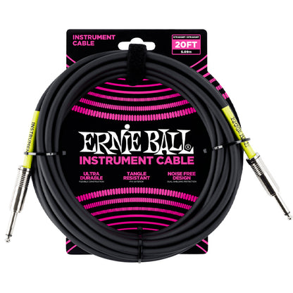 Ernie Ball Classic Instrument Cable for Guitar, Digital Drum, Piano and Keyboard 20Ft (6046 6047)