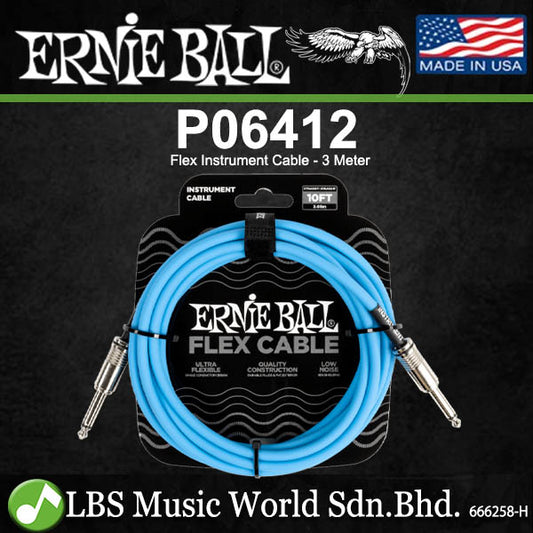 Ernie Ball Flex 10Ft Flex Straight to Straight Instrument Cable - 3 Meter (6412 6413 6414 6415 6416)