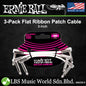 Ernie Ball 3 Pack Flat Ribbon Pedalboard Patch Cable for Effect Pedal - White (P06386 P06384 P06385)