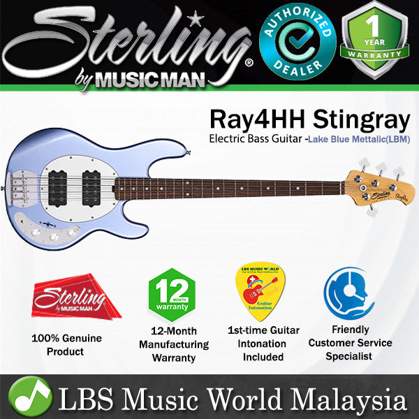 Sterling by Ernie Ball Music Man Stingray Ray4HH Bass Guitar- Lake Blue Metallic (RAY4HH-LBM)
