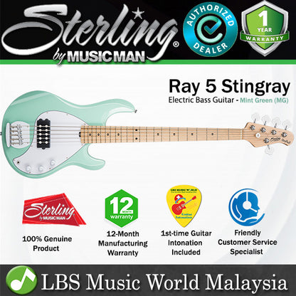 Sterling by Ernie Ball Music Man Stingray Ray5 Electric Bass Guitar- Mint Green (RAY5-MG)