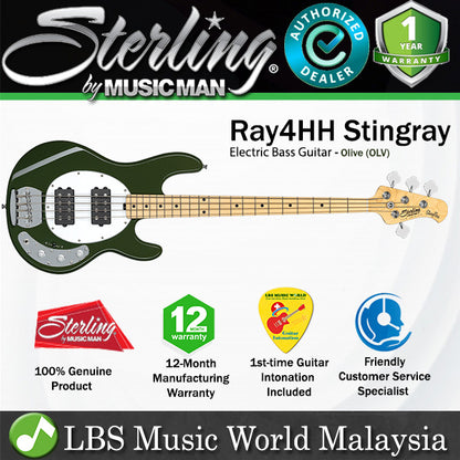 [Discontinued] Sterling by Ernie Ball Music Man Stingray Ray4HH Bass Guitar- Olive (RAY4HH-OLV)