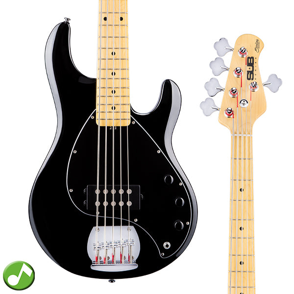Sterling by Ernie Ball Music Man Stingray Ray5 Electric Bass Guitar- Black (RAY5-BK)