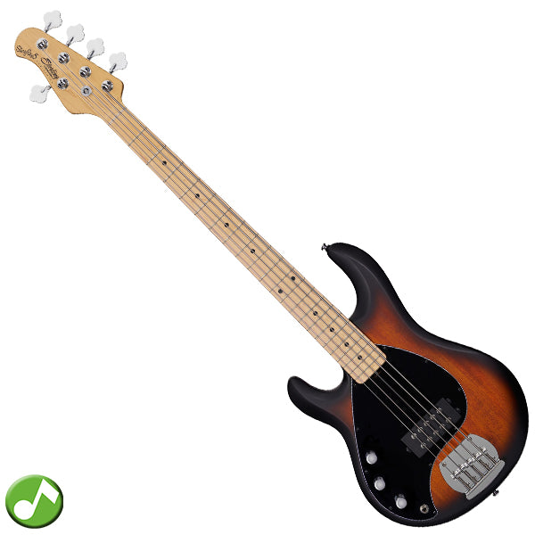 Sterling by Ernie Ball Music Man Stingray Ray5 Lefthanded Electric Bass Guitar- Vintage Sunburst Satin (RAY5LH-VSBS)
