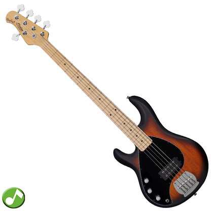 Sterling by Ernie Ball Music Man Stingray Ray5 Lefthanded Electric Bass Guitar- Vintage Sunburst Satin (RAY5LH-VSBS)